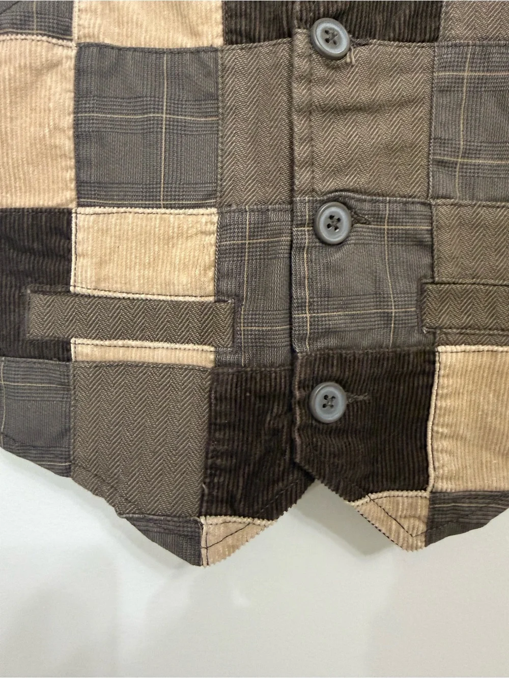 Gymboree Boys XS3-4 Patchwork Vest 100% Cotton Front NWT Brown Tan.